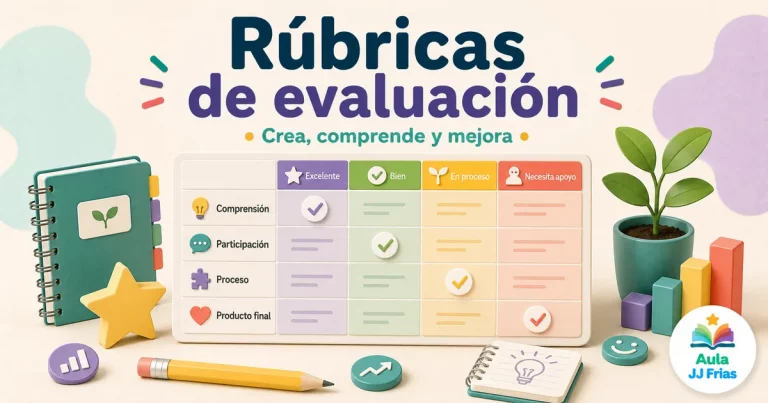 Tablero de rúbrica con criterios, niveles de logro y casillas marcadas para trabajar la evaluación formativa en Educación Primaria.